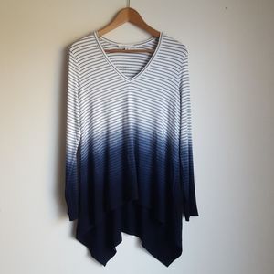 Karen by Karen Kane Striped Ombre V-neck Tee